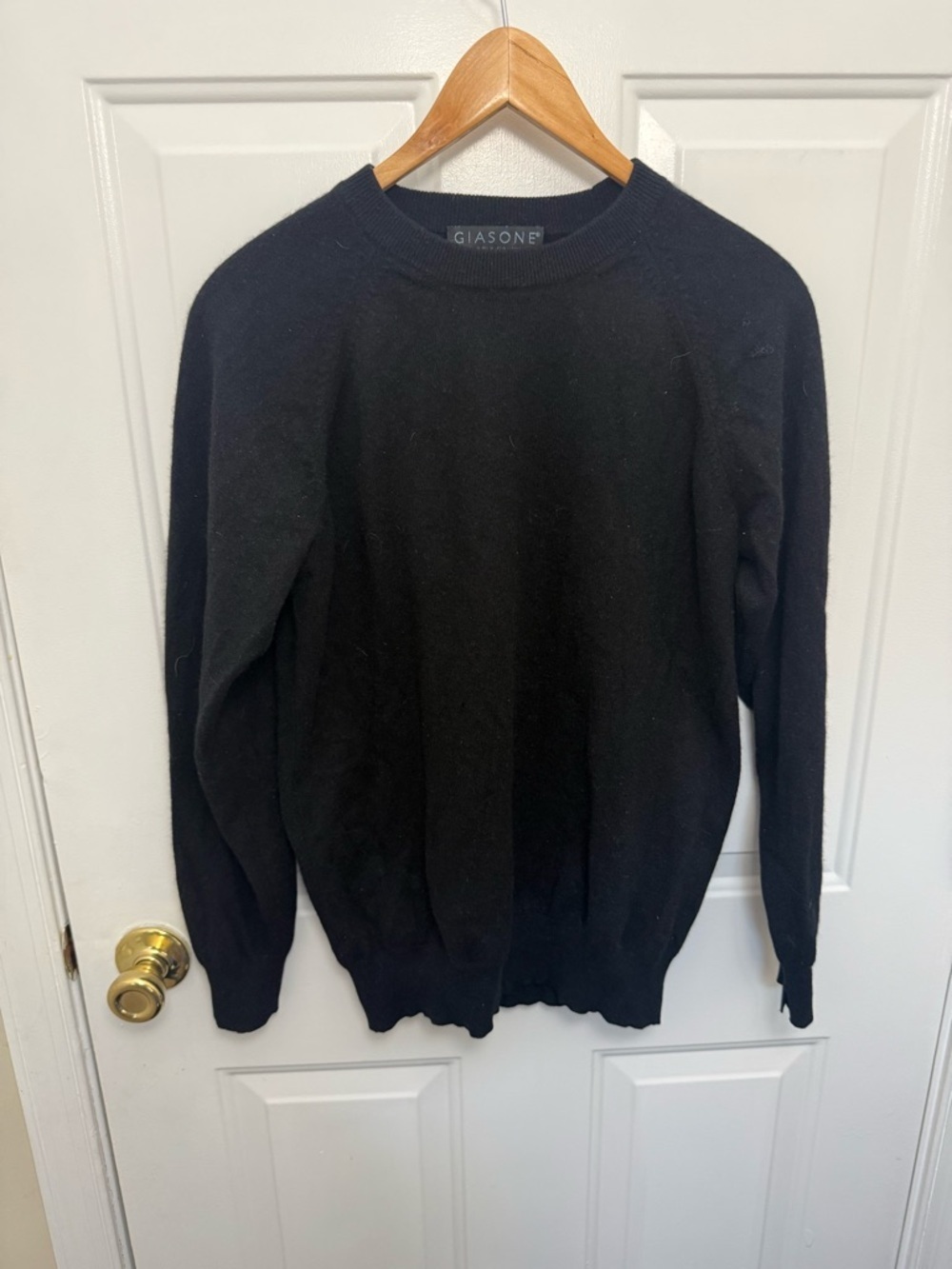 Giasone Black 2 Ply Cashmere Crew Neck Sweater Size Medium Capsule Minimalist
